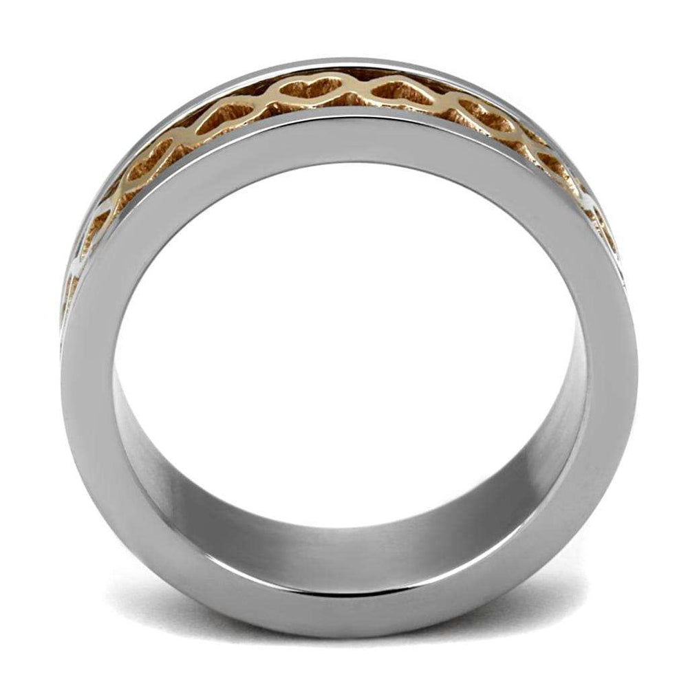 TK2398 - Two-Tone IP Rose Gold Stainless Steel Ring with No Stone - Alamode - Flyclothing LLC