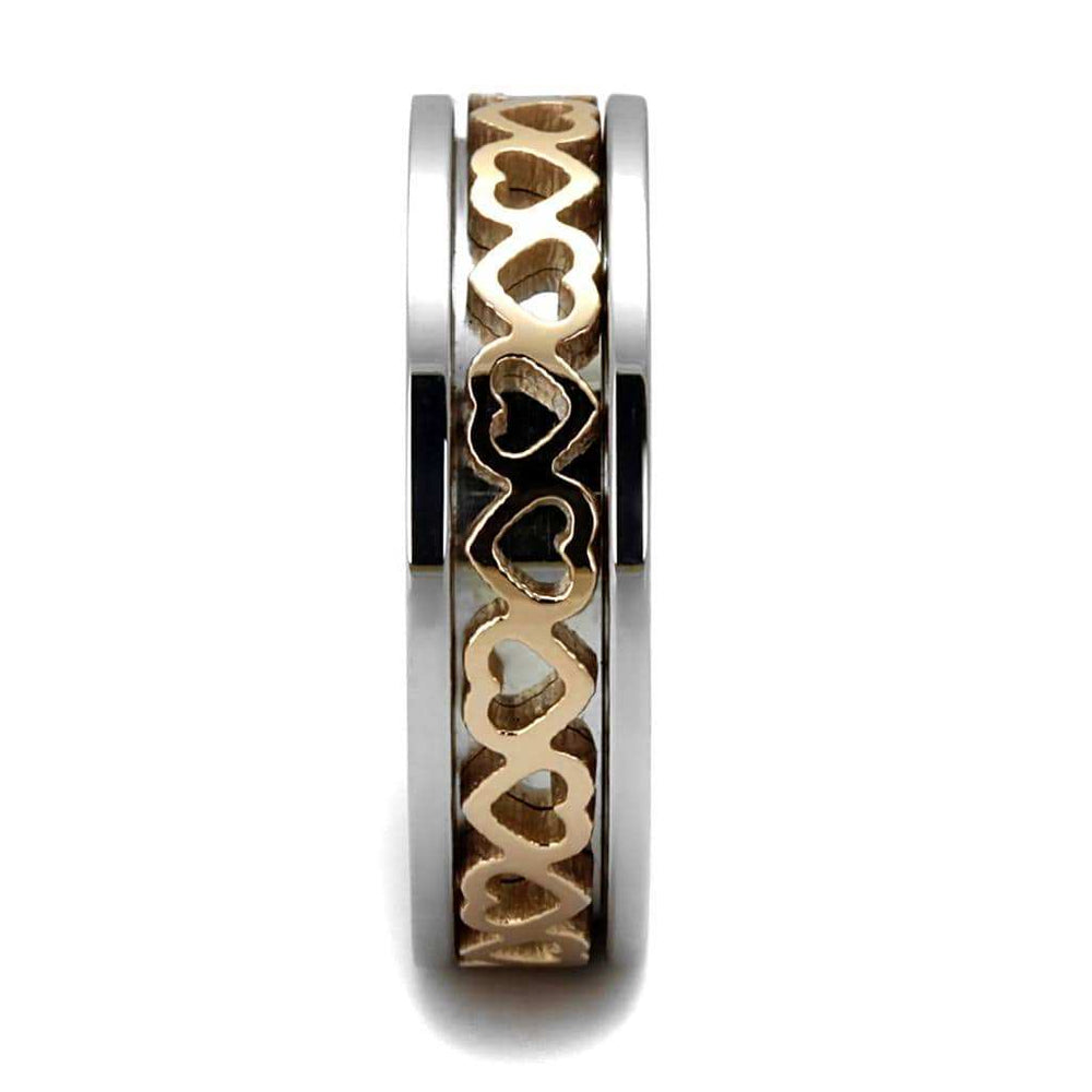 TK2398 - Two-Tone IP Rose Gold Stainless Steel Ring with No Stone - Alamode - Flyclothing LLC