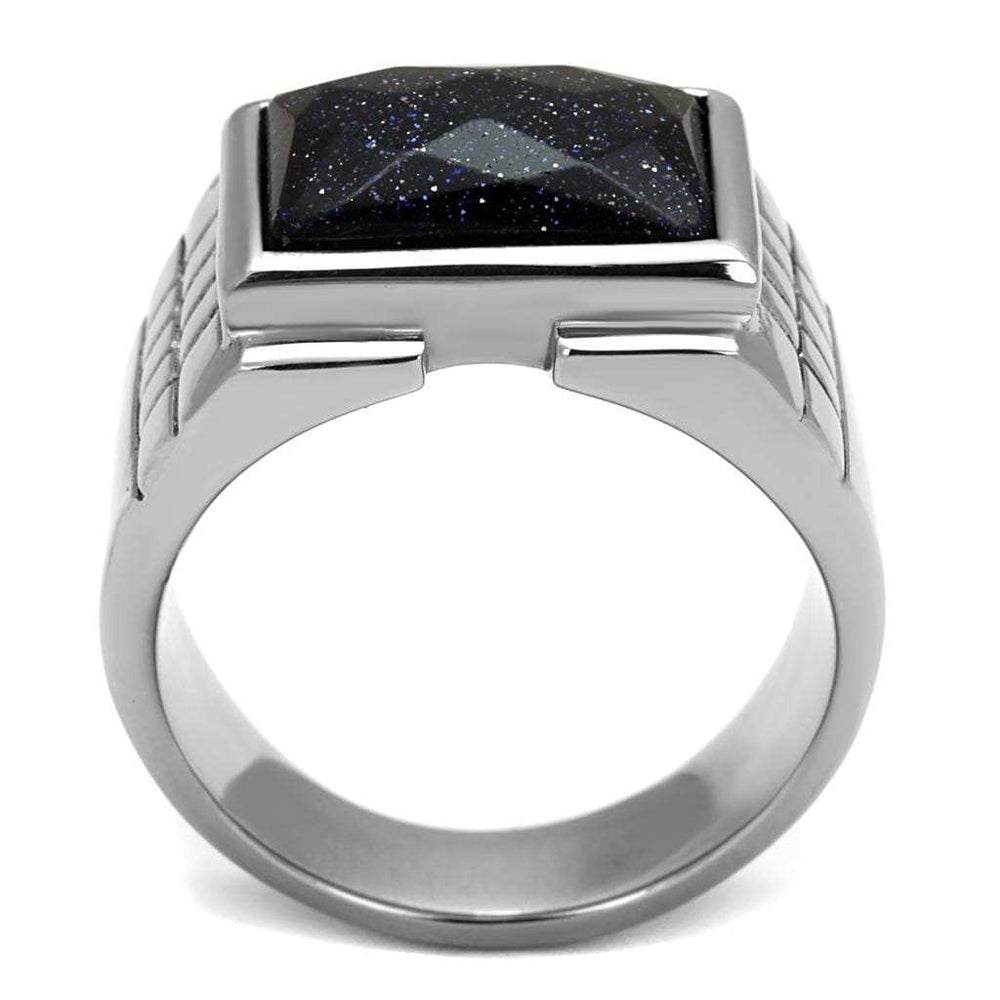 TK2399 - High polished (no plating) Stainless Steel Ring with Blue Sand in Montana - Alamode - Flyclothing LLC