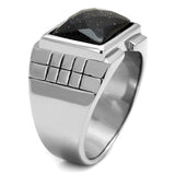 TK2399 - High polished (no plating) Stainless Steel Ring with Blue Sand  in Montana - Alamode