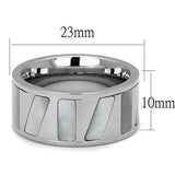 TK2401 - High polished (no plating) Stainless Steel Ring with Precious Stone Conch in White - Alamode - Flyclothing LLC