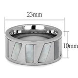TK2401 - High polished (no plating) Stainless Steel Ring with Precious Stone Conch in White