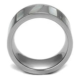 TK2401 - High polished (no plating) Stainless Steel Ring with Precious Stone Conch in White - Alamode - Flyclothing LLC