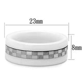 TK2403 - High polished (no plating) Stainless Steel Ring with Ceramic in White - Alamode - Flyclothing LLC