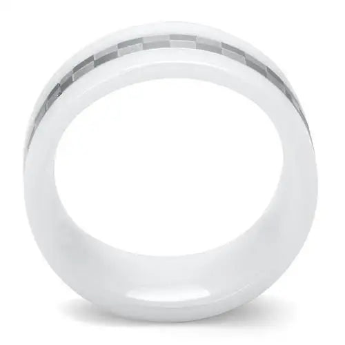 TK2403 - High polished (no plating) Stainless Steel Ring with Ceramic in White - Alamode - Flyclothing LLC