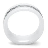 TK2403 - High polished (no plating) Stainless Steel Ring with Ceramic in White - Alamode - Flyclothing LLC