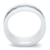 TK2403 - High polished (no plating) Stainless Steel Ring with Ceramic  in White - Alamode