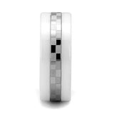 TK2403 - High polished (no plating) Stainless Steel Ring with Ceramic in White - Alamode - Flyclothing LLC