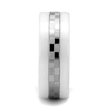 TK2403 - High polished (no plating) Stainless Steel Ring with Ceramic  in White - Alamode