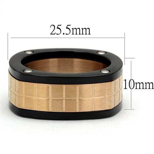 TK2406 - Three Tone IPï¼ˆIP Rose Gold & IP Black & High Polished) Stainless Steel Ring with No Stone - Alamode - Flyclothing LLC