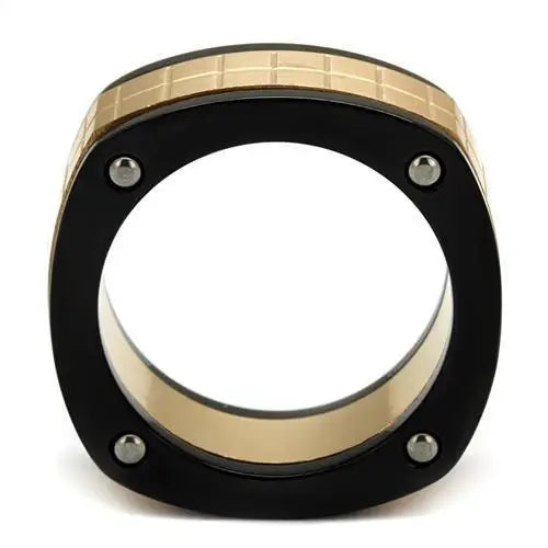 TK2406 - Three Tone IPï¼ˆIP Rose Gold & IP Black & High Polished) Stainless Steel Ring with No Stone - Alamode - Flyclothing LLC