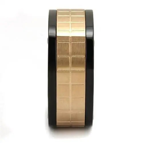TK2406 - Three Tone IPï¼ˆIP Rose Gold & IP Black & High Polished) Stainless Steel Ring with No Stone - Alamode - Flyclothing LLC