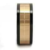 TK2406 - Three Tone IPï¼ˆIP Rose Gold & IP Black & High Polished) Stainless Steel Ring with No Stone - Alamode - Flyclothing LLC