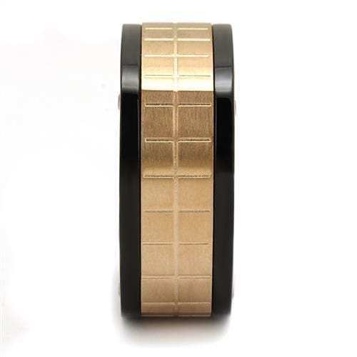 TK2406 - Three Tone IPï¼ˆIP Rose Gold & IP Black & High Polished) Stainless Steel Ring with No Stone - Alamode - Flyclothing LLC