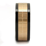TK2406 - Three Tone IPï¼ˆIP Rose Gold & IP Black & High Polished) Stainless Steel Ring with No Stone