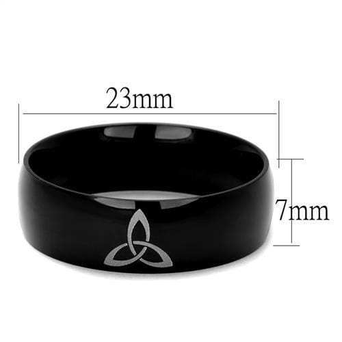 TK2408 - Two-Tone IP Black Stainless Steel Ring with No Stone - Alamode - Flyclothing LLC