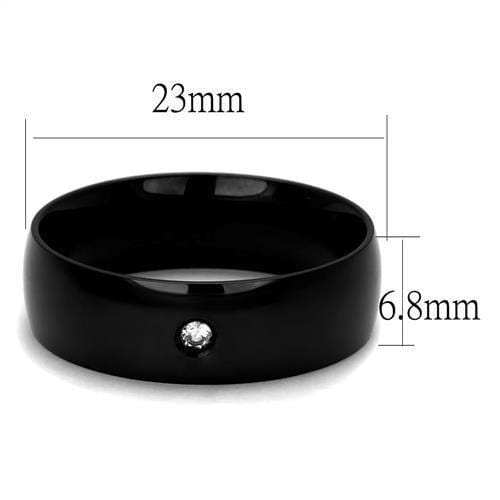 TK2409 - IP Black(Ion Plating) Stainless Steel Ring with AAA Grade CZ in Clear - Alamode - Flyclothing LLC