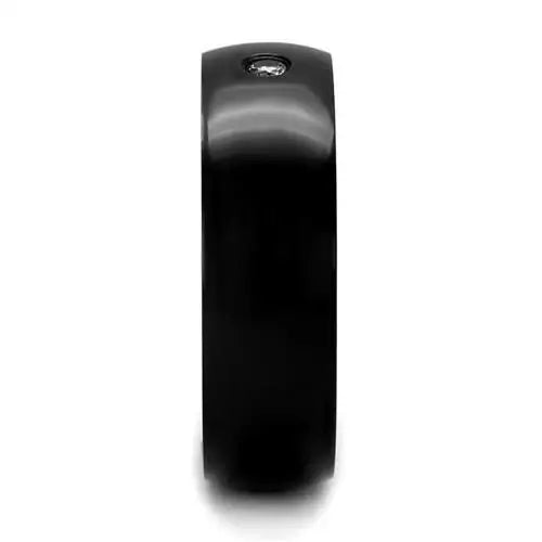 TK2409 - IP Black(Ion Plating) Stainless Steel Ring with AAA Grade CZ in Clear - Alamode - Flyclothing LLC
