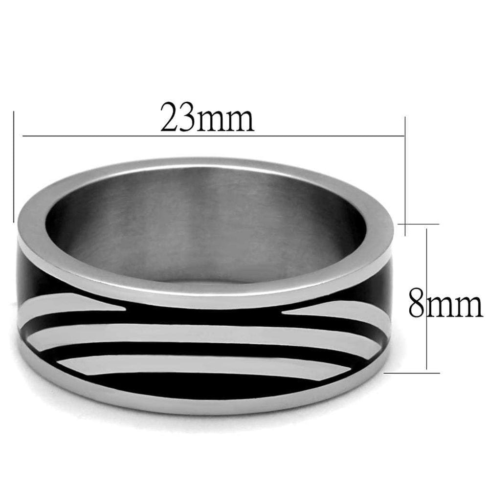 TK2411 - High polished (no plating) Stainless Steel Ring with Epoxy in Jet - Alamode - Flyclothing LLC