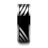 TK2411 - High polished (no plating) Stainless Steel Ring with Epoxy  in Jet - Alamode