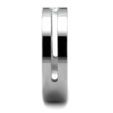 TK2412 - High polished (no plating) Stainless Steel Ring with AAA Grade CZ  in Clear - Alamode