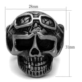 TK2414 - Antique Silver Stainless Steel Ring with Epoxy  in Jet - Alamode