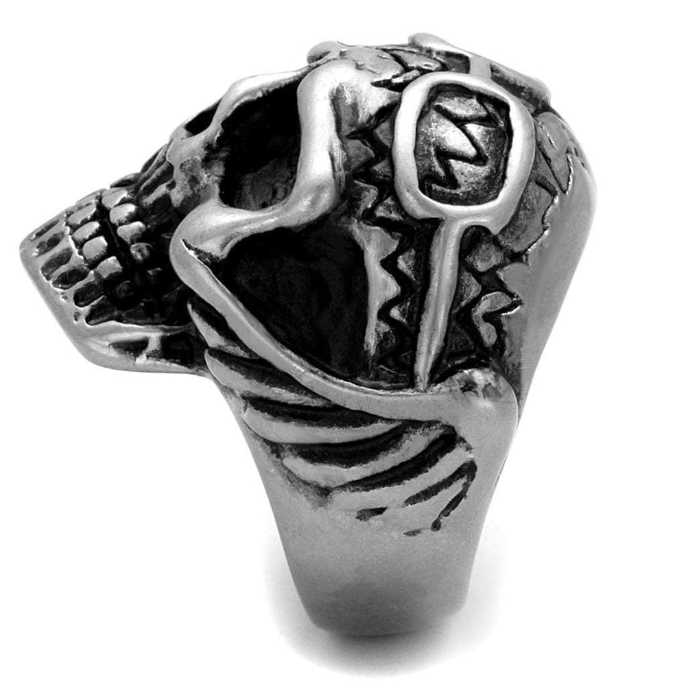 TK2414 - Antique Silver Stainless Steel Ring with Epoxy in Jet - Alamode - Flyclothing LLC