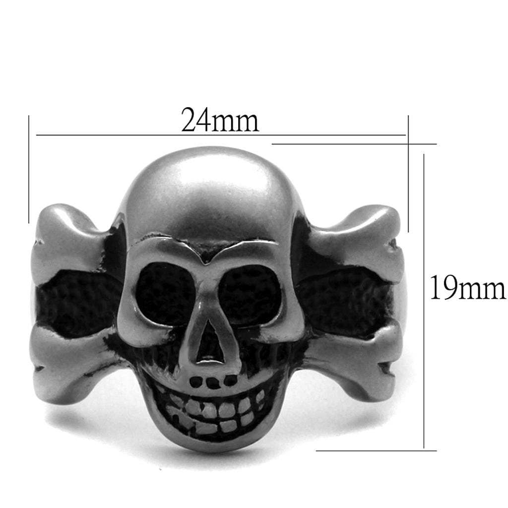 TK2416 - Antique Silver Stainless Steel Ring with Epoxy in Jet - Alamode - Flyclothing LLC