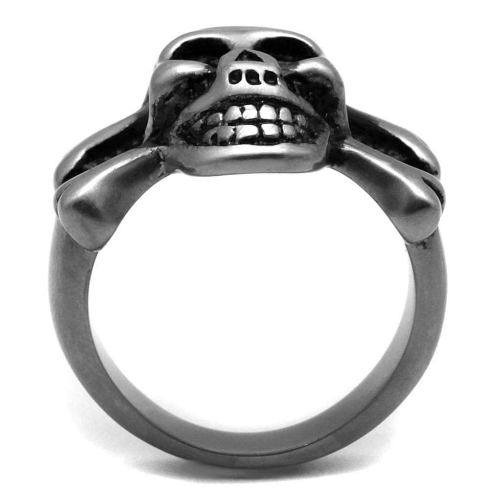 TK2416 - Antique Silver Stainless Steel Ring with Epoxy in Jet - Alamode - Flyclothing LLC