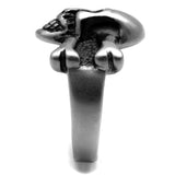 TK2416 - Antique Silver Stainless Steel Ring with Epoxy in Jet - Alamode - Flyclothing LLC