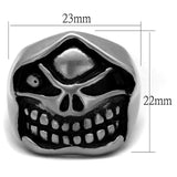 TK2418 - Antique Silver Stainless Steel Ring with Epoxy in Jet - Alamode - Flyclothing LLC