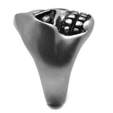 TK2418 - Antique Silver Stainless Steel Ring with Epoxy in Jet - Alamode - Flyclothing LLC