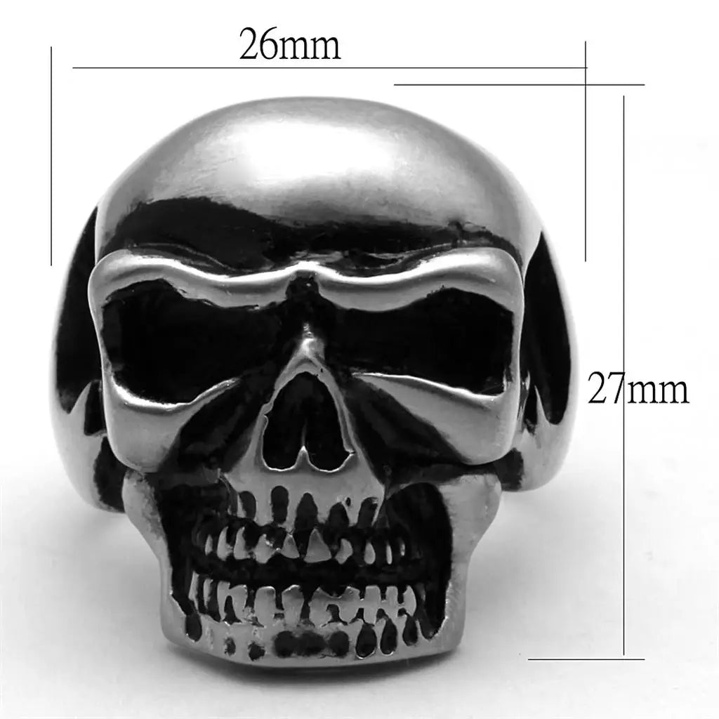 TK2419 - Antique Silver Stainless Steel Ring with Epoxy in Jet - Alamode - Flyclothing LLC