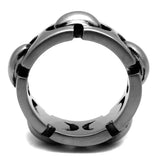 TK2421 - Antique Silver Stainless Steel Ring with Epoxy in Jet - Alamode - Flyclothing LLC