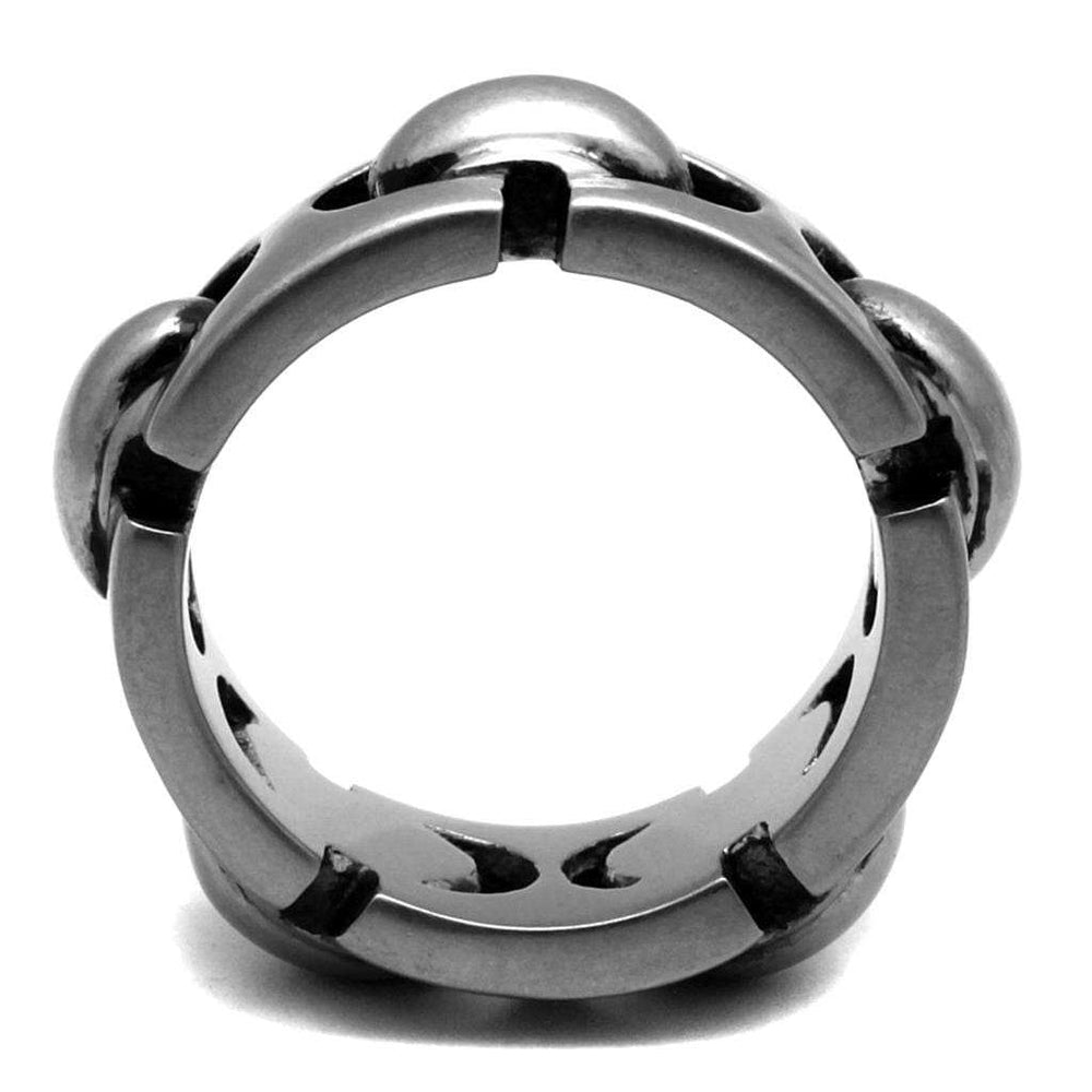 TK2421 - Antique Silver Stainless Steel Ring with Epoxy in Jet - Alamode - Flyclothing LLC