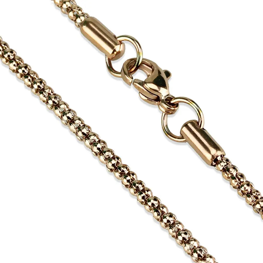 TK2424R - IP Rose Gold(Ion Plating) Stainless Steel Chain with No Stone - Alamode - Flyclothing LLC