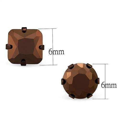 TK2443 - Two Tone IP Light Brown (IP Light coffee) Stainless Steel Earrings with AAA Grade CZ in Light Coffee - Alamode - Flyclothing LLC