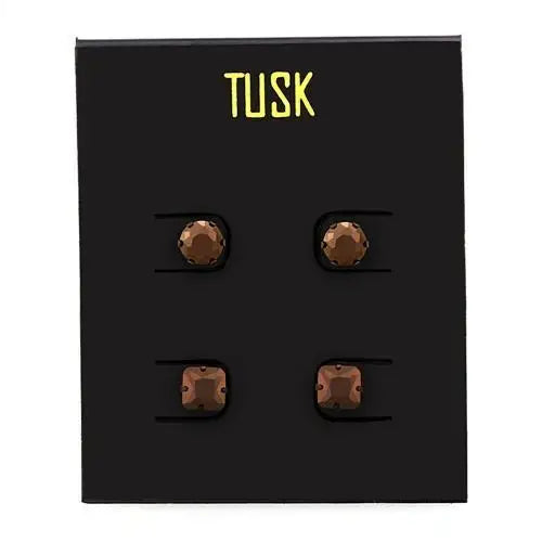 TK2443 - Two Tone IP Light Brown (IP Light coffee) Stainless Steel Earrings with AAA Grade CZ in Light Coffee - Alamode - Flyclothing LLC