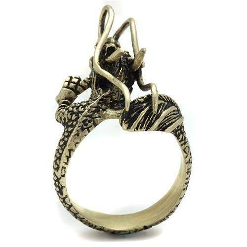 TK2444 - IP Antique Copper Stainless Steel Ring with Epoxy in Jet - Alamode - Flyclothing LLC