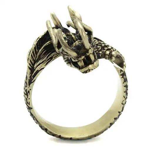 TK2444 - IP Antique Copper Stainless Steel Ring with Epoxy in Jet - Alamode - Flyclothing LLC