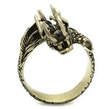 TK2444 - IP Antique Copper Stainless Steel Ring with Epoxy  in Jet - Alamode