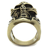 TK2446 - IP Antique Copper Stainless Steel Ring with Epoxy  in Jet - Alamode