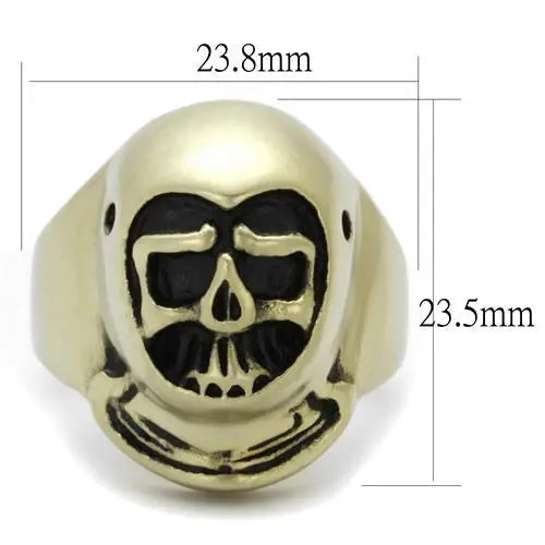 TK2447 - IP Antique Copper Stainless Steel Ring with Epoxy in Jet - Alamode - Flyclothing LLC
