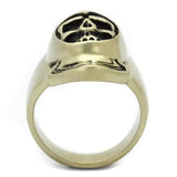 TK2447 - IP Antique Copper Stainless Steel Ring with Epoxy in Jet - Alamode - Flyclothing LLC