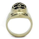 TK2447 - IP Antique Copper Stainless Steel Ring with Epoxy  in Jet - Alamode