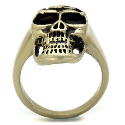 TK2450 - IP Antique Copper Stainless Steel Ring with Epoxy in Jet - Alamode - Flyclothing LLC