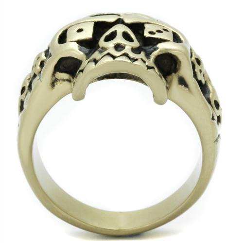 TK2452 - IP Antique Copper Stainless Steel Ring with Epoxy in Jet - Alamode - Flyclothing LLC
