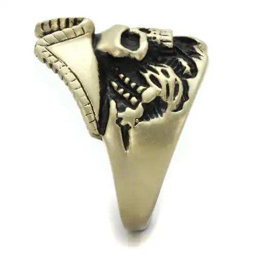 TK2453 - IP Antique Copper Stainless Steel Ring with Epoxy in Jet - Alamode - Flyclothing LLC
