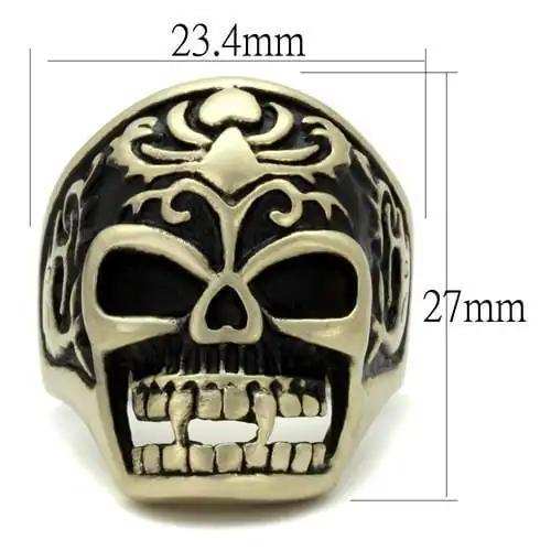 TK2454 - IP Antique Copper Stainless Steel Ring with Epoxy in Jet - Alamode - Flyclothing LLC