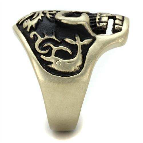 TK2454 - IP Antique Copper Stainless Steel Ring with Epoxy in Jet - Alamode - Flyclothing LLC